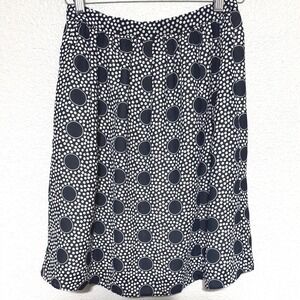 J.CREW Navy White Polka Dot A-Line Skirt Women's Size 00 Flowy Career Work